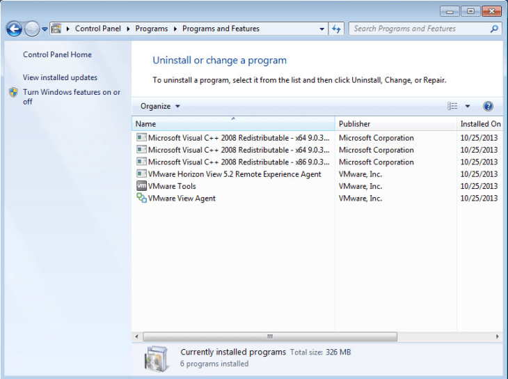 VMwareInstalledPrograms